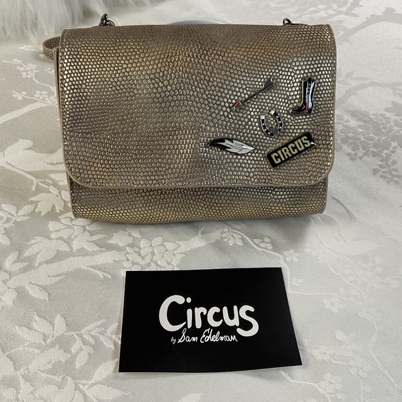 NWT Circus Sam Edelman Gold Snakeskin Look Purse/Black Crossbody Chain/Clutch - Picture 7 of 13